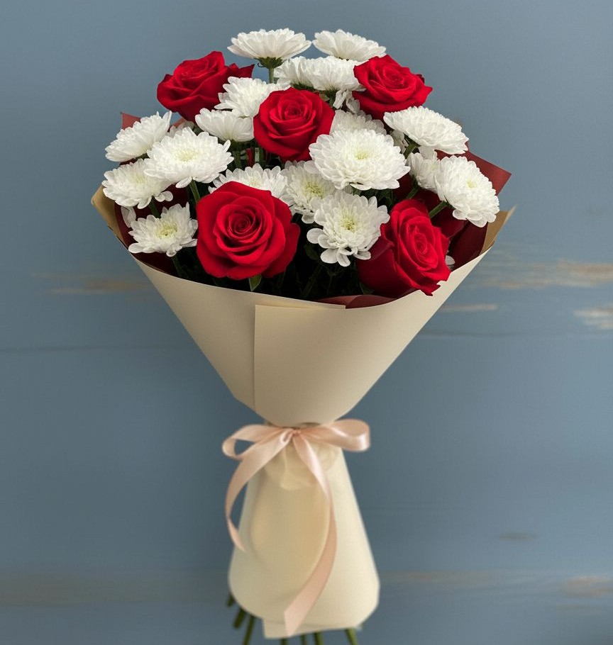 Букет цветов из: Розы и Хризантемы в Максатихе