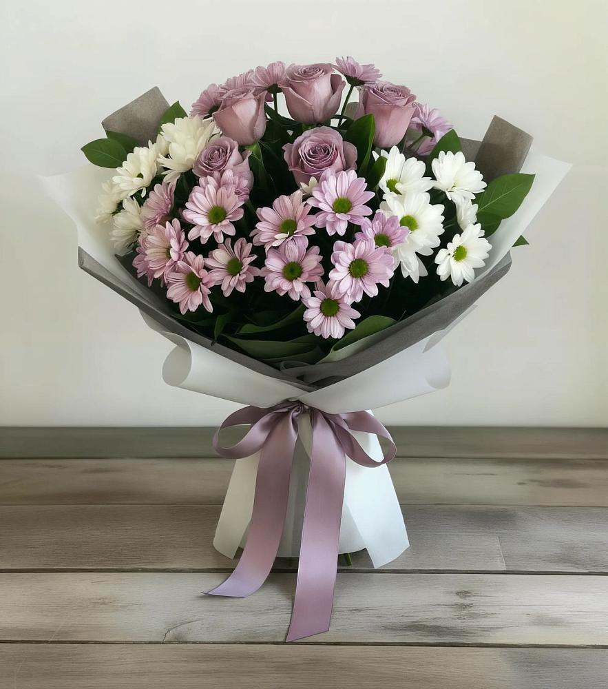 Букет цветов из: Хризантемы и Розы в Максатихе