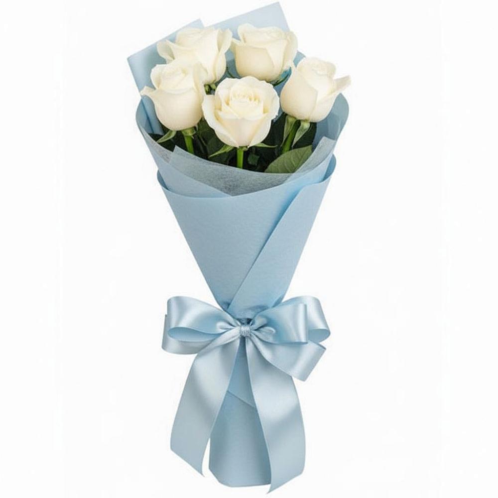 Букет 5 Белых роз Проуд в Максатихе