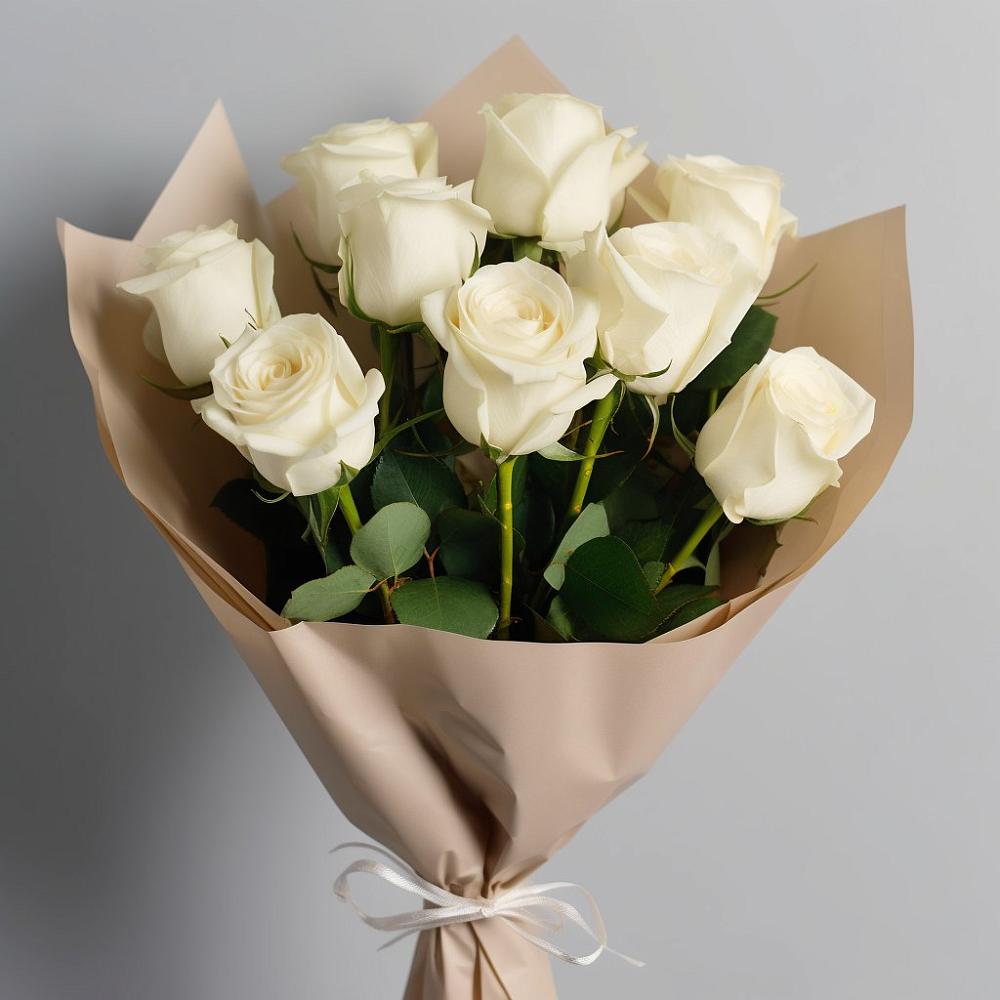 Букет 9 Белых роз Эдлесс Лав в Максатихе