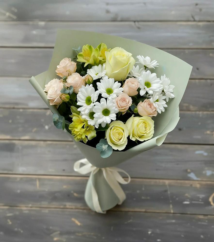 Букет цветов из: Альстромерии, Розы и Хризантемы в Максатихе