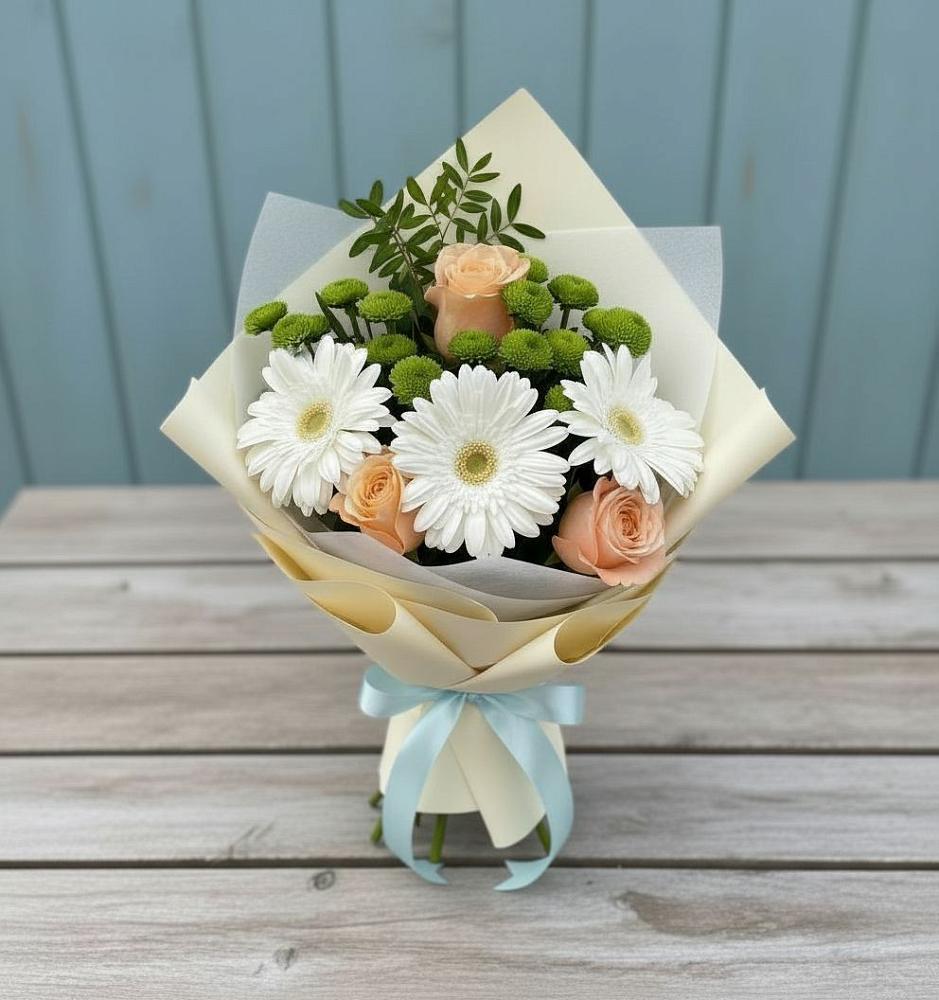 Букет цветов из: Герберы, Розы и Хризантемы в Максатихе