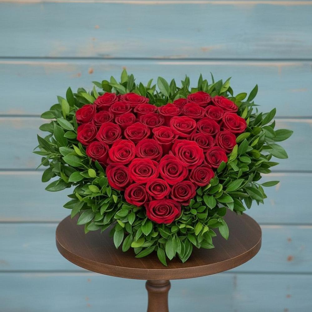 Цветочная композиция из Розы в виде сердца в Максатихе