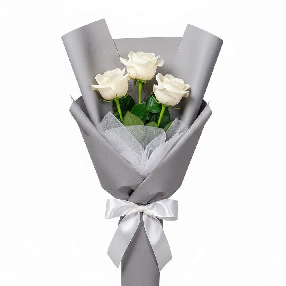 Букет 3 белые розы в Максатихе
