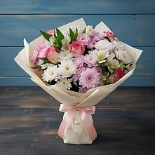 Букет цветов из:  Хризантемы, Альстромерии и Розы в Максатихе