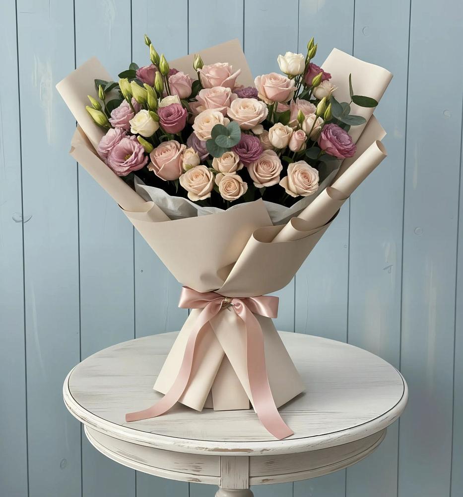 Букет цветов из: Розы и Лизиантусы в Максатихе