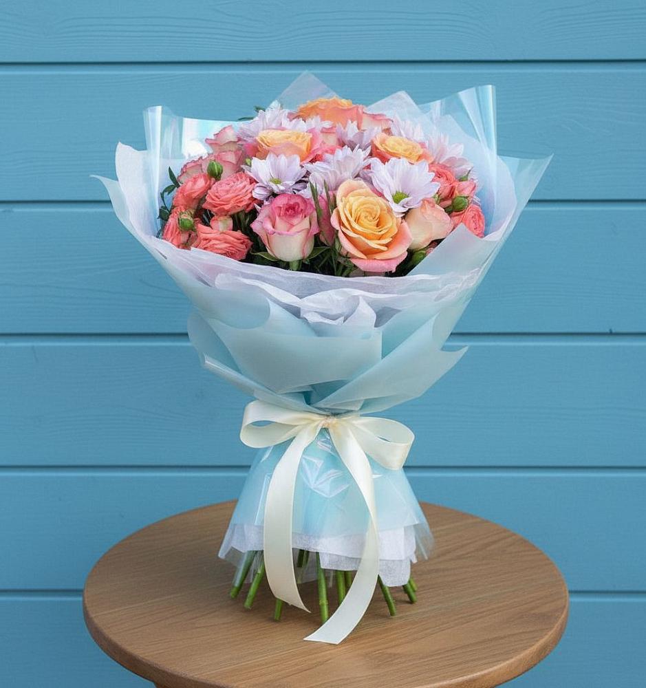 Букет цветов из: Хризантемы и Розы в Максатихе